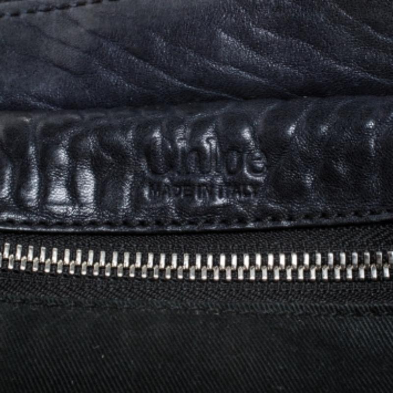 Chloe Midnight Blue Leather Front Pocket Tote en venta 1