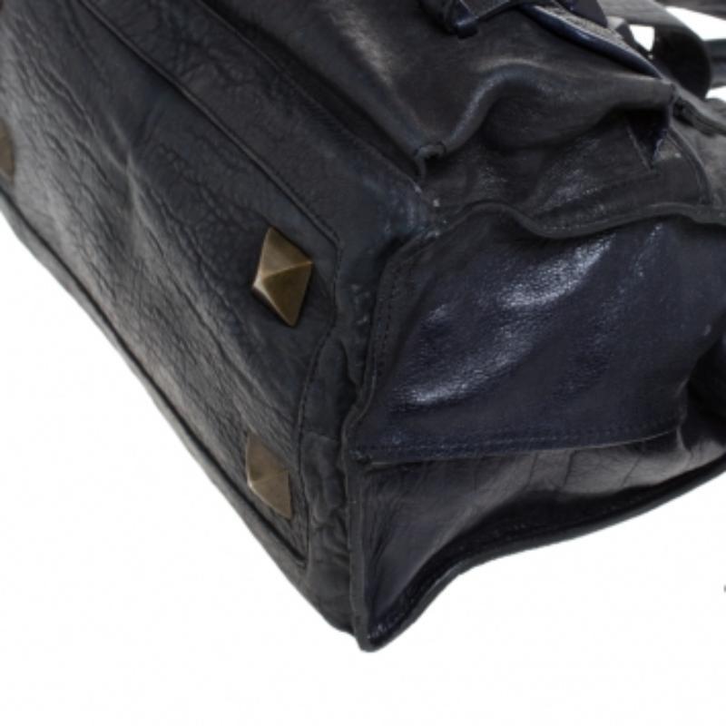 Chloe Midnight Blue Leather Front Pocket Tote en venta 4