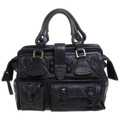 Chloe Midnight Blue Leather Front Pocket Tote