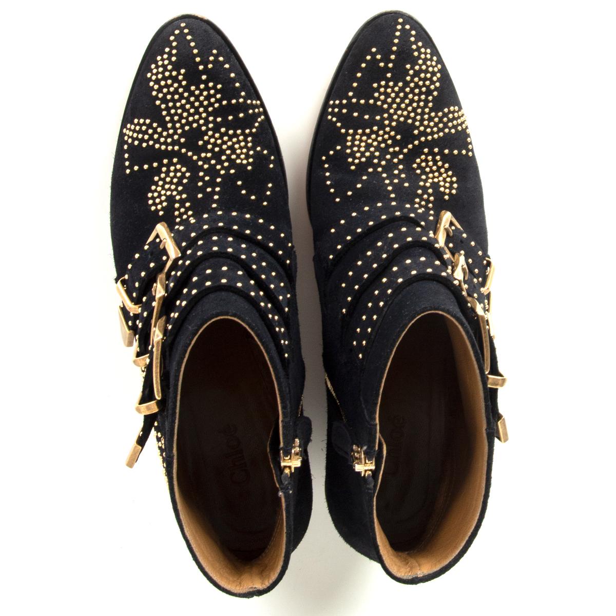 CHLOE azul noche ante STUDDED SUSANNA Botines Zapatos 38 1