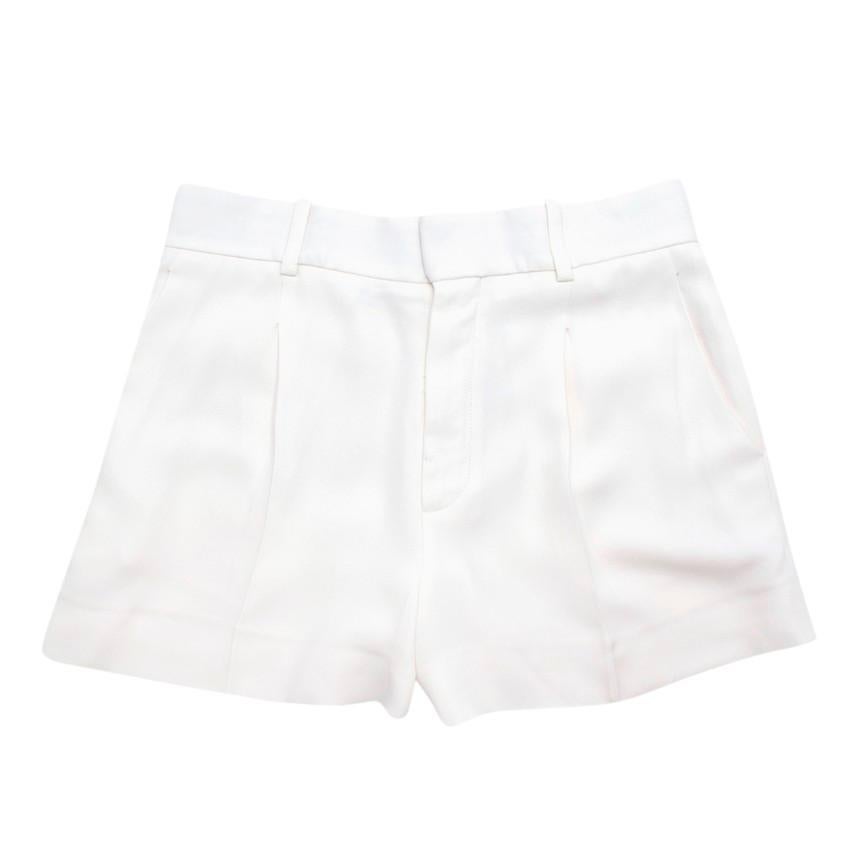  Chloe Milk Crepe Pleated Shorts For Sale