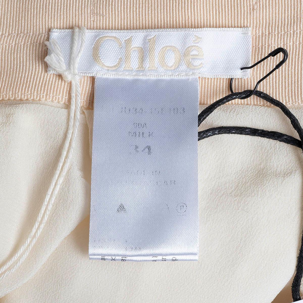 CHLOE Milk white linen blend 2015 PEACOCK EMBROIDERED Skirt 34 XS For Sale 3