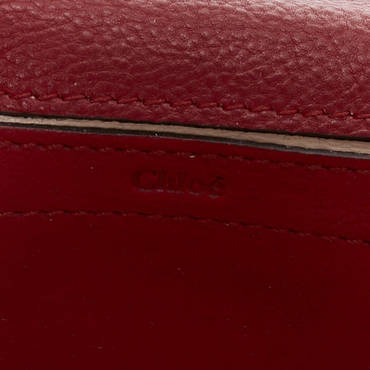 CHLOE Mini Elsie burgundy leather gold turnlock mini crossbody bag For Sale 5