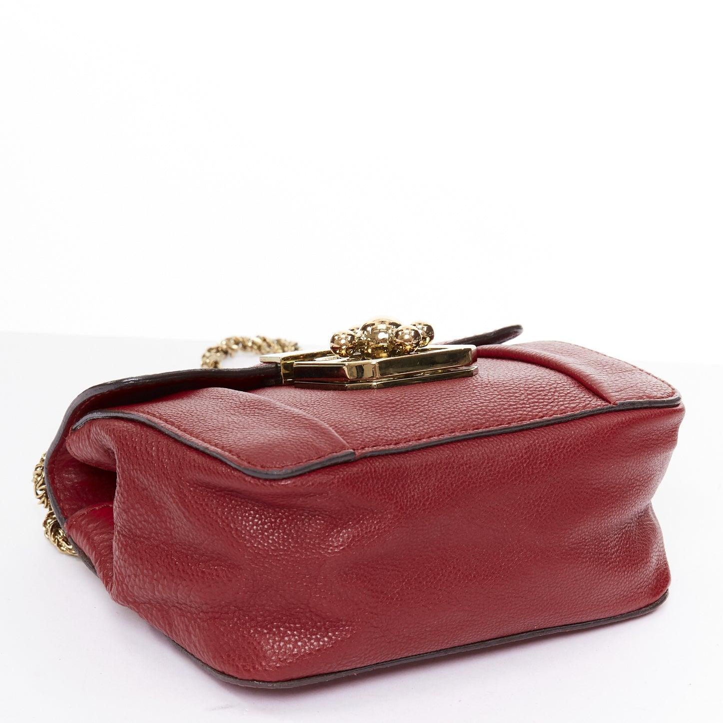 CHLOE Mini Elsie burgundy leather gold turnlock mini crossbody bag For Sale 1