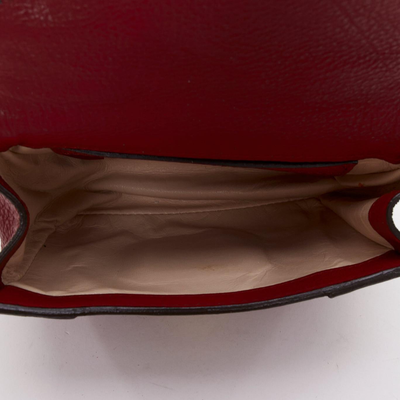 CHLOE Mini Elsie burgundy leather gold turnlock mini crossbody bag For Sale 4