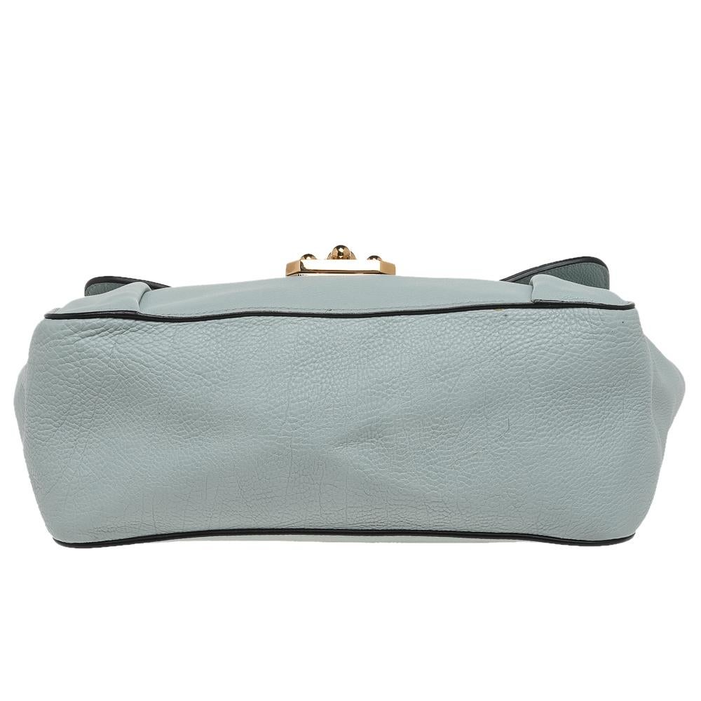 Gray Chloe Mint Green Leather Medium Elsie Shoulder Bag