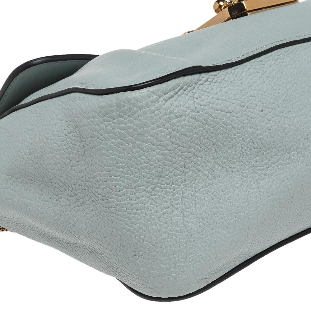 Chloe Mint Green Leather Medium Elsie Shoulder Bag In Good Condition In Dubai, Al Qouz 2