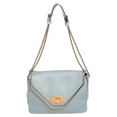 Chloé Mint Green Leather Medium Sally Flap Shoulder Bag