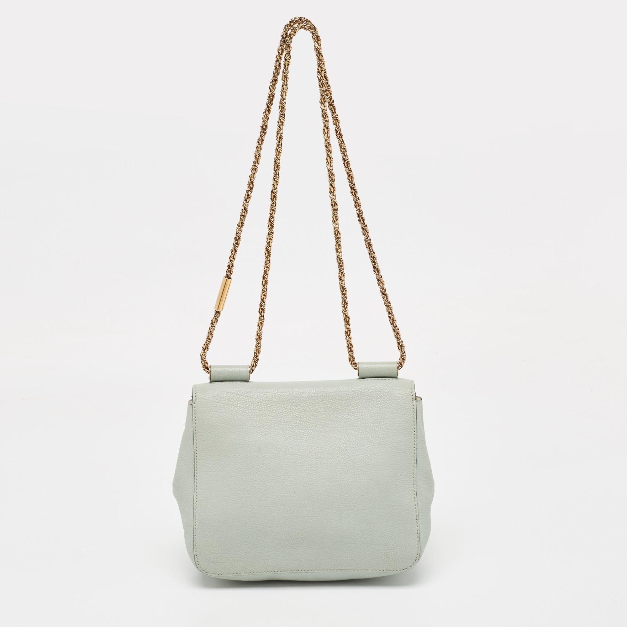 Women's Chloé Mint Green Leather Small Elsie Shoulder Bag For Sale