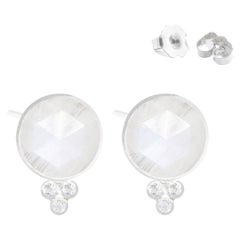 Chloe Moonstone Silver Stud Earrings