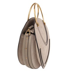 CHLOE Motty grey suede PIXIE MEDIUM DOUBLE HANDLE Bag