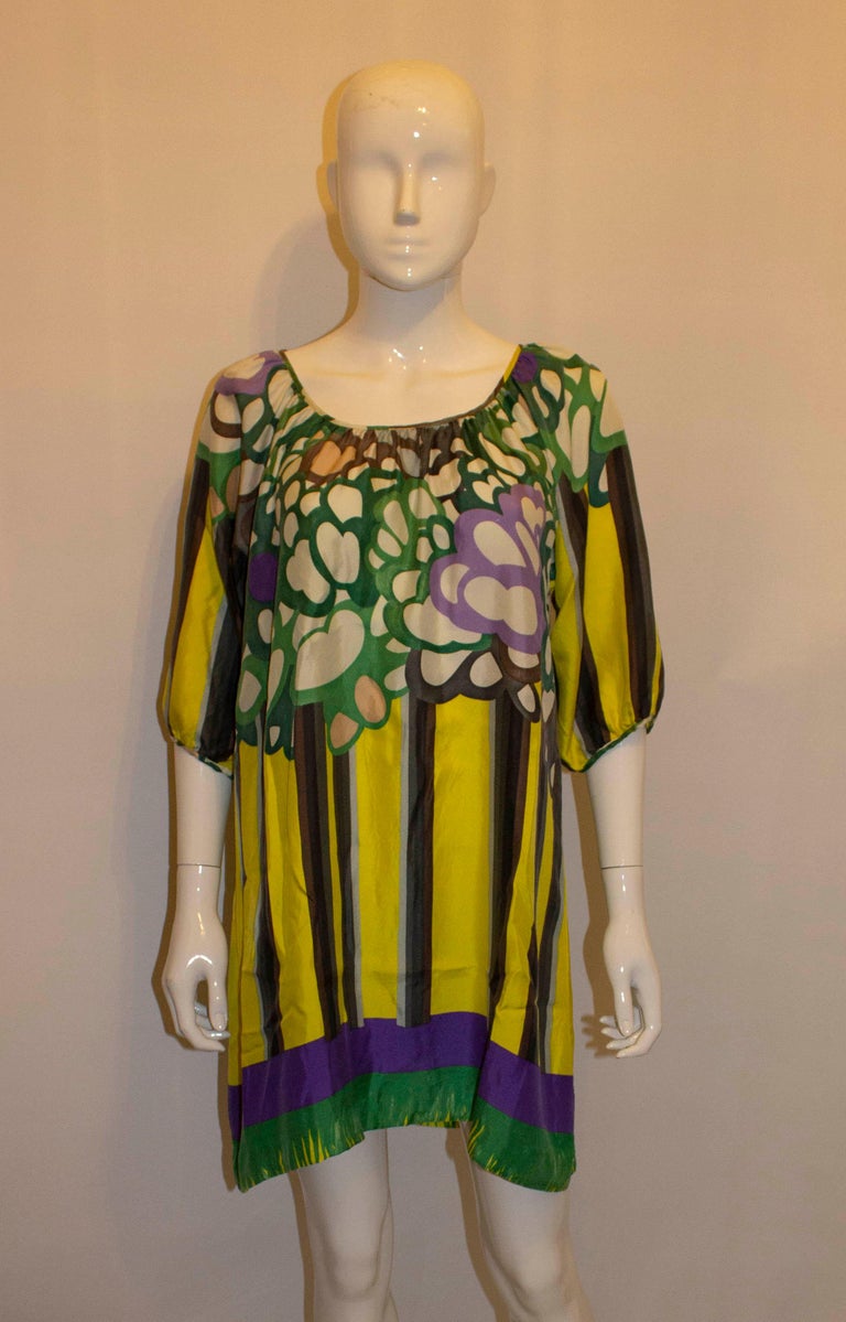 Brown Chloe Multi Colour Silk Tunic /Dress For Sale