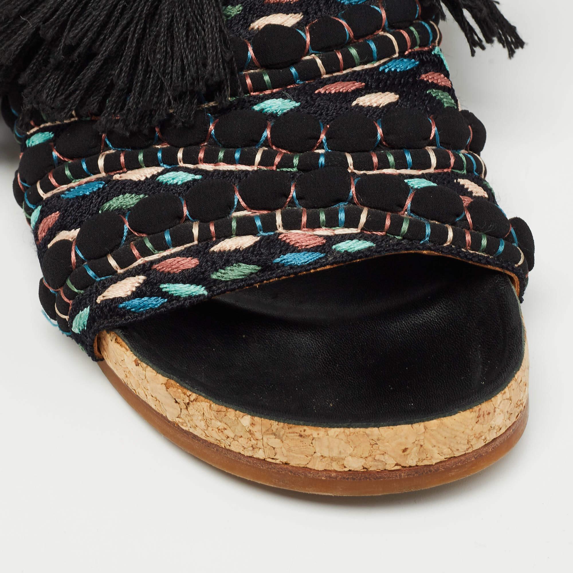 Chloe Multicolor Canvas Flat Slides Size 37 2