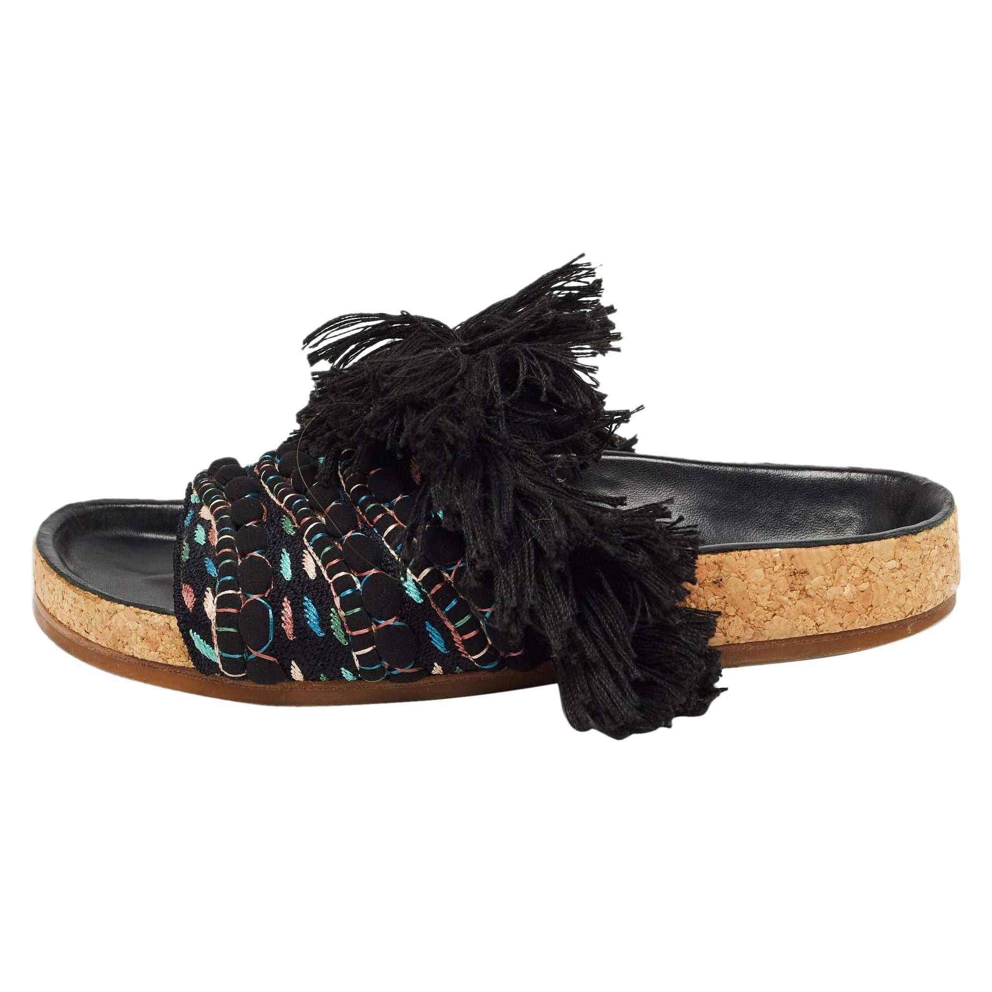 Chloe Multicolor Canvas Flat Slides Size 37