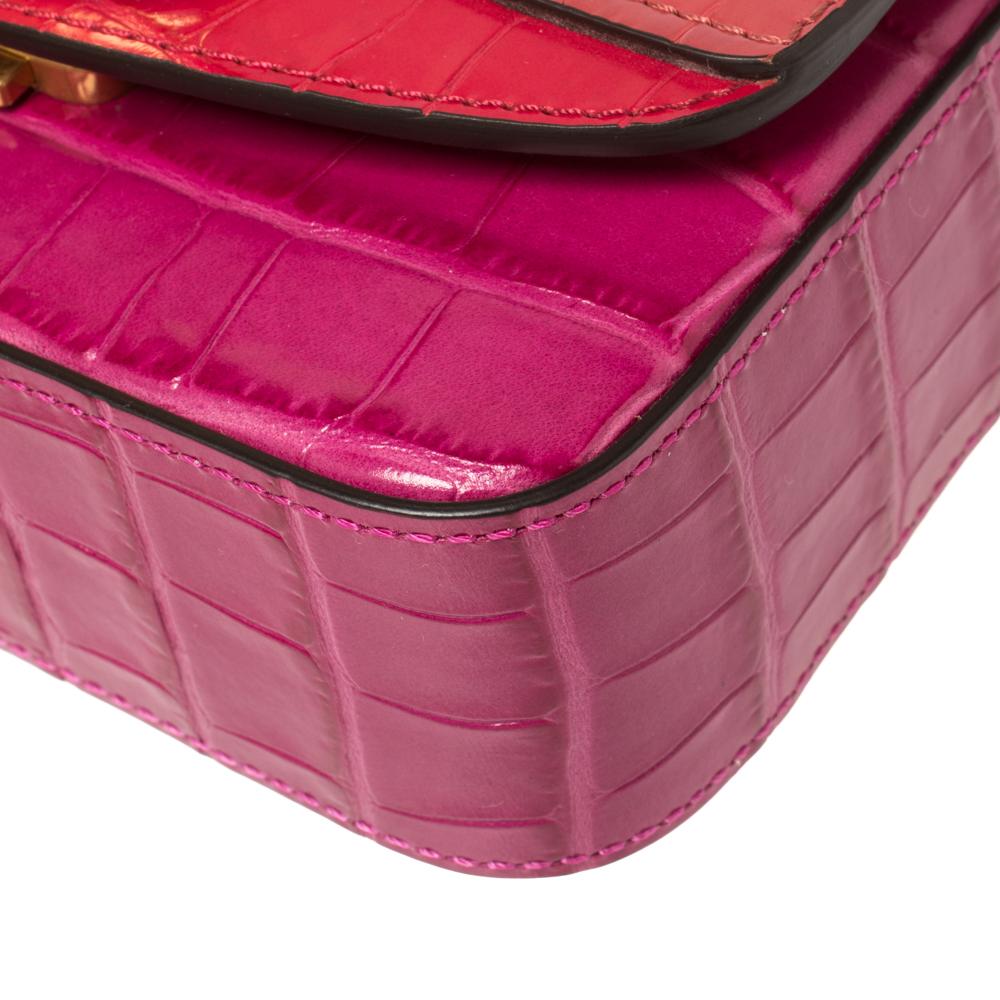 Chloe Multicolor Croc Embossed Leather Mini C Top Handle Bag In New Condition In Dubai, Al Qouz 2