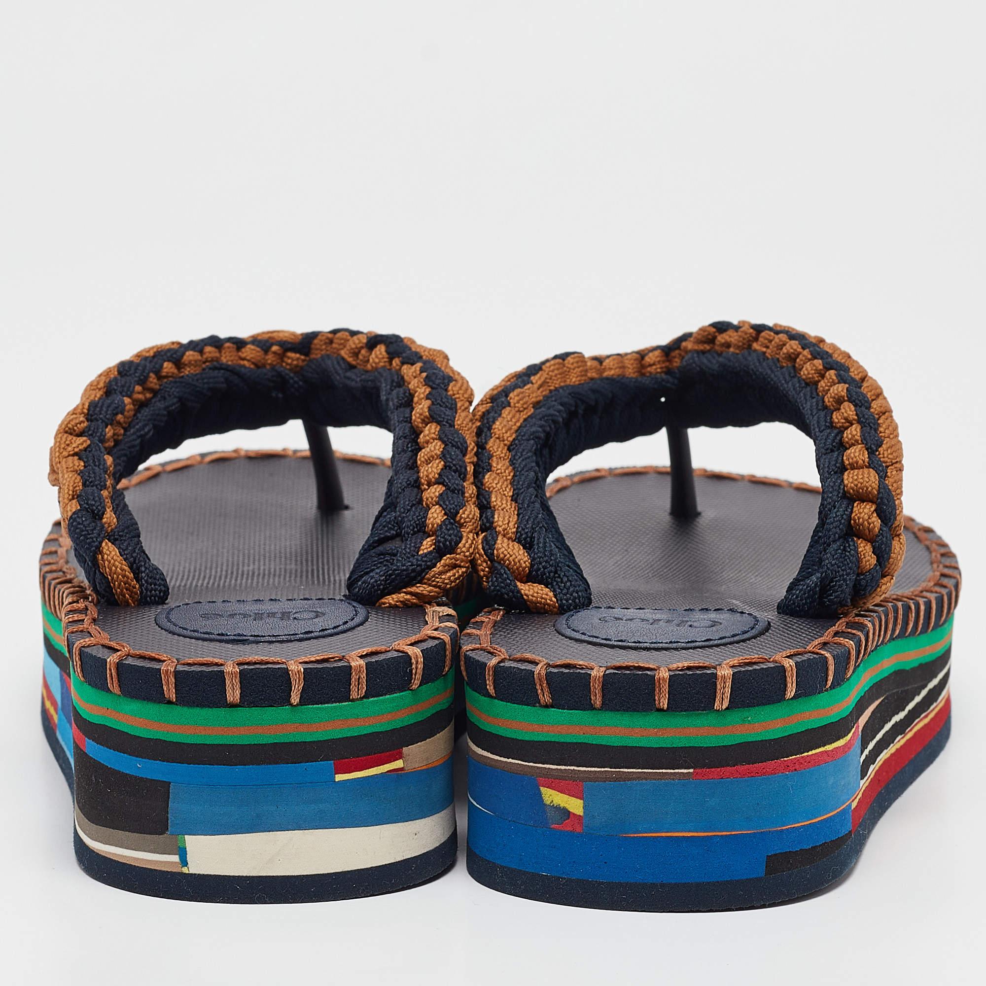 Chloé - Sandales à lanières en caoutchouc et tissu multicolore - Taille 35 Pour femmes en vente
