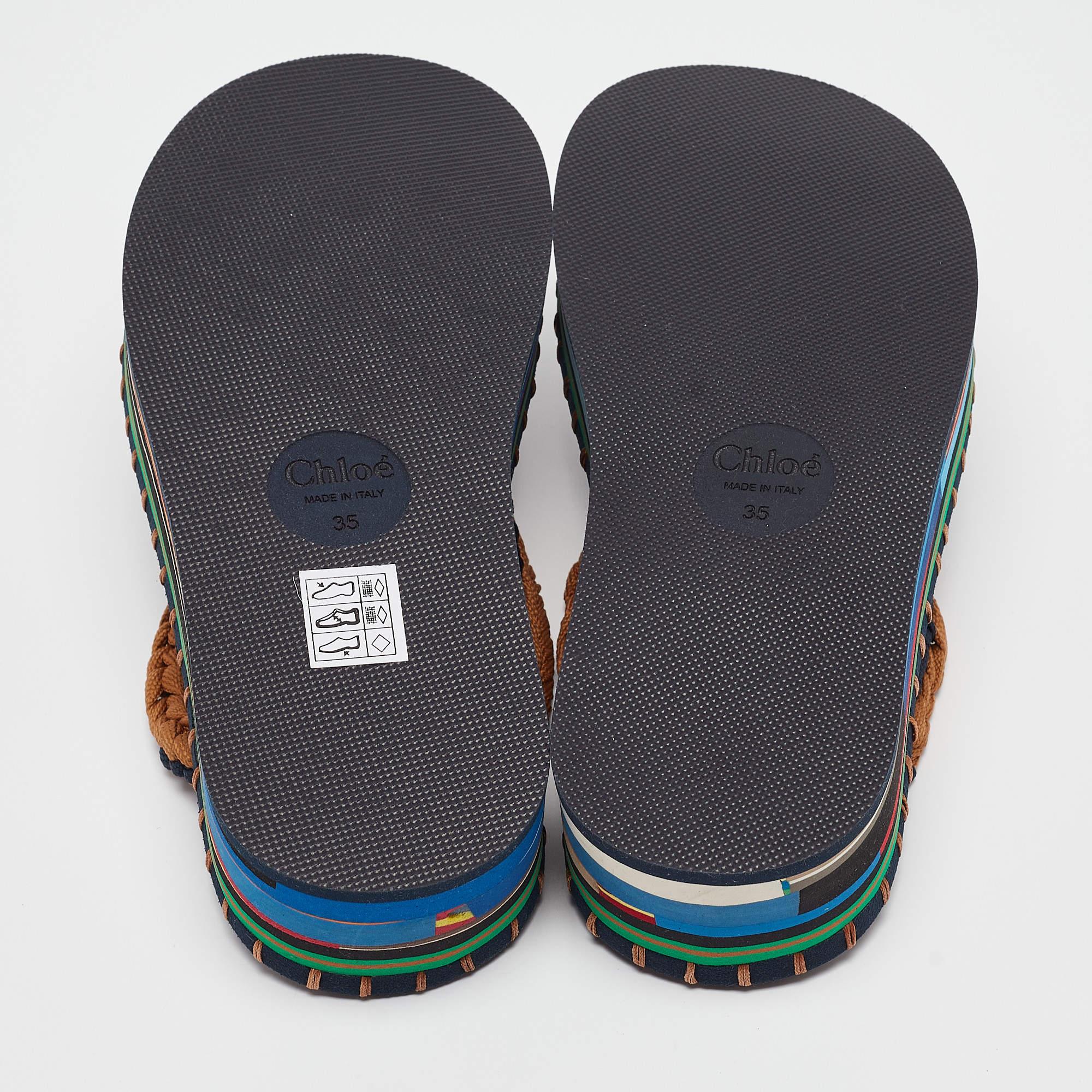 Chloé - Sandales à lanières en caoutchouc et tissu multicolore - Taille 35 en vente 1