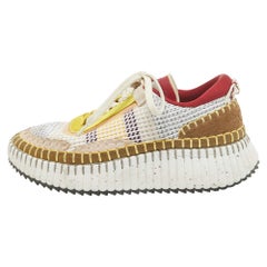 Chloe Multicolor Knit Fabric and Suede Nama Sneakers Size 39
