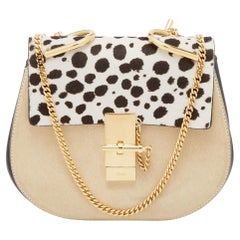 Chloe Multicolor Leather and Leopard Print Calf Hair Drew Shoulder Bag