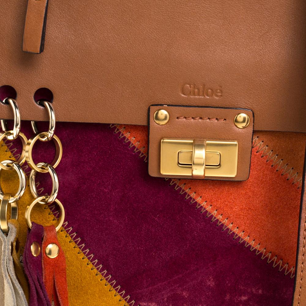 Chloe Multicolor Leather and Suede Small Jane Tassel Shoulder Bag In Good Condition In Dubai, Al Qouz 2