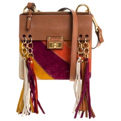 Chloe Multicolor Leather and Suede Small Jane Tassel Shoulder Bag