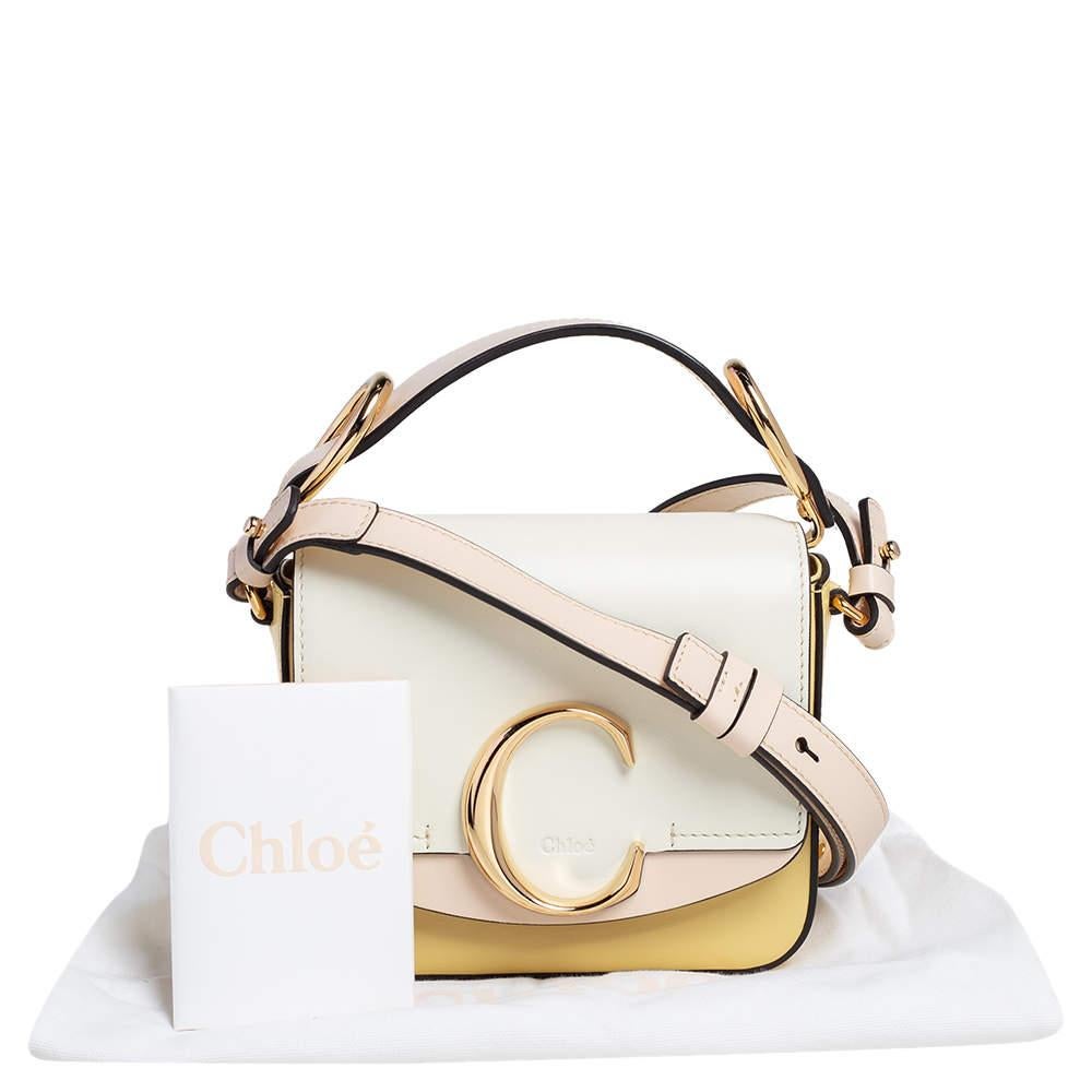 Chloe Multicolor Mini C Double Carry Top Handle Bag aus Leder Mini C im Angebot 6