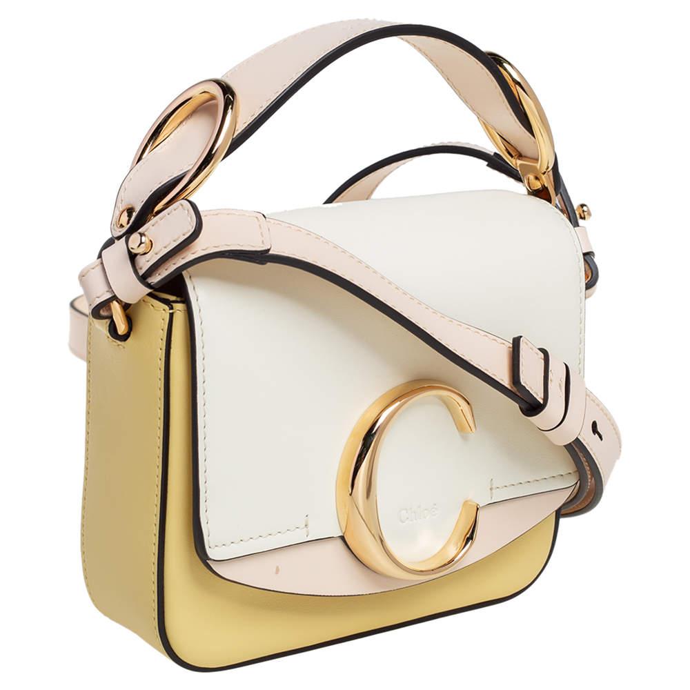 Chloe Multicolor Leather Mini C Double Carry Top Handle Bag In Good Condition In Dubai, Al Qouz 2