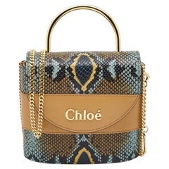 Chloe Multicolor Snakeskin Embossed and Leather Small Aby Padlock Bag