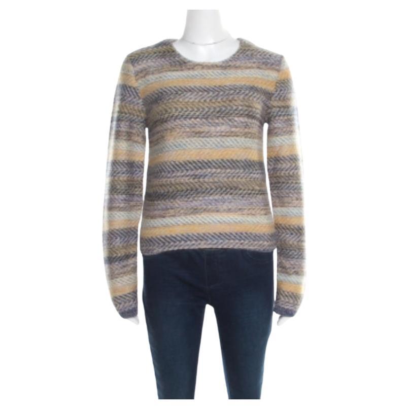 Chloe Mehrfarbig Gestreifter Grobstrick-Pullover S im Angebot