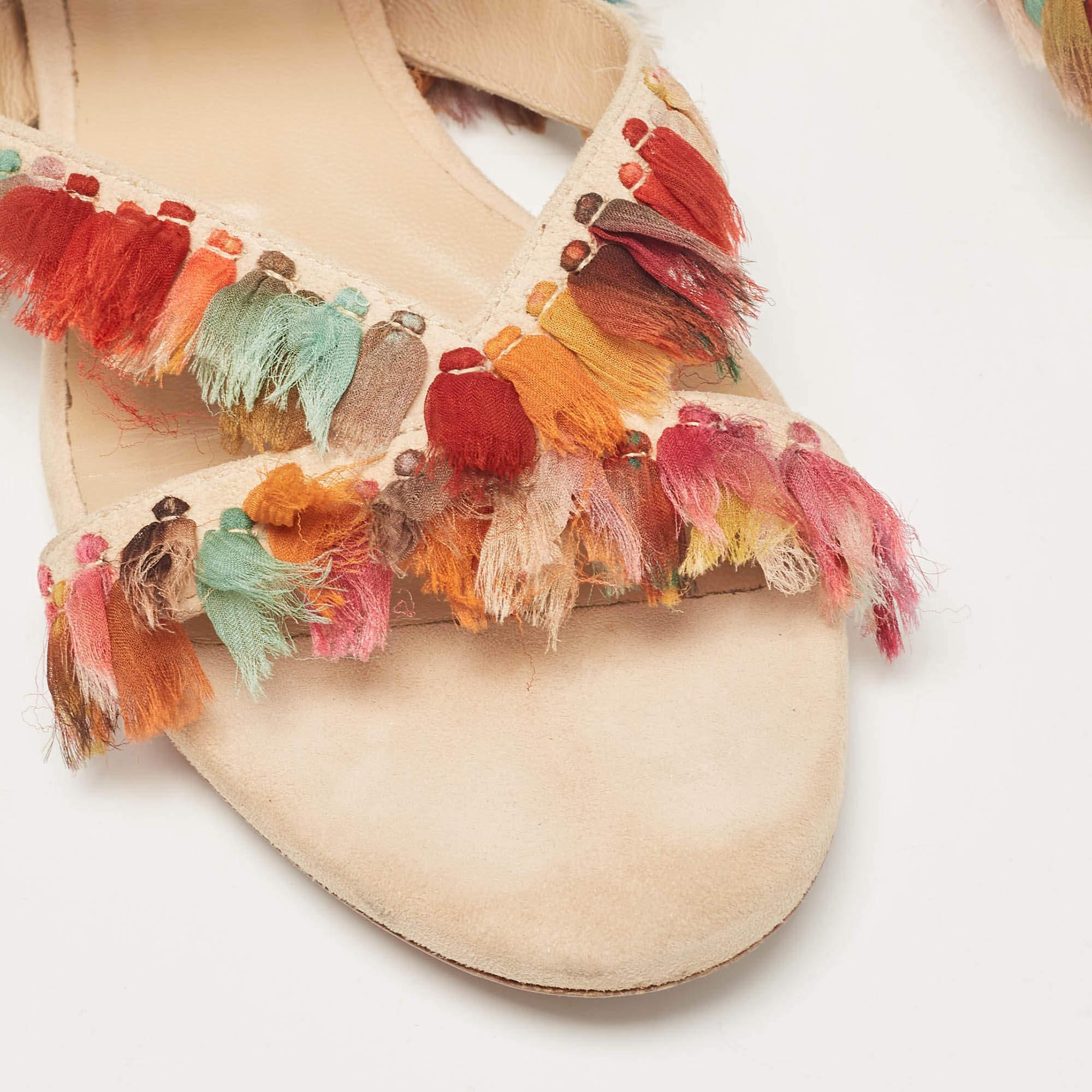 Chloe Sandales plates Liz en daim et soie multicolores, taille 36 en vente 3