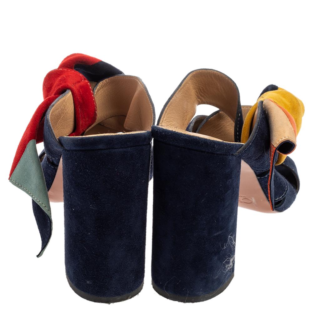 Chloe Sandalias de ante multicolor con lazo de clavos Talla 38.5 1
