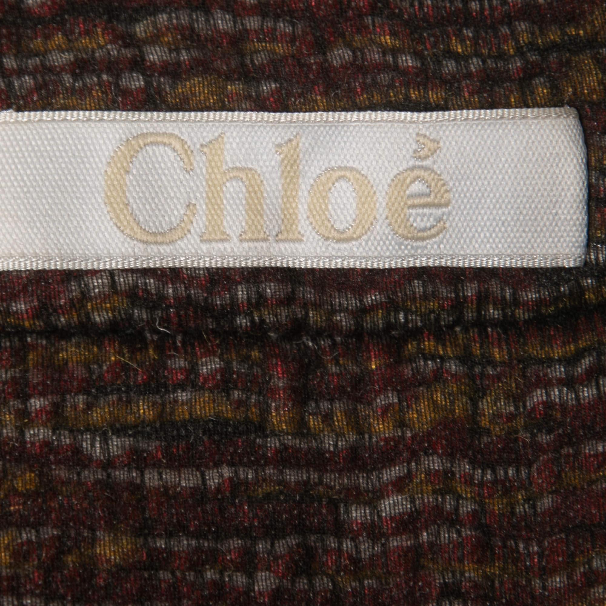 Chloe Multicolor Tribal Patterned Boucle Tweed Cape Coat  2