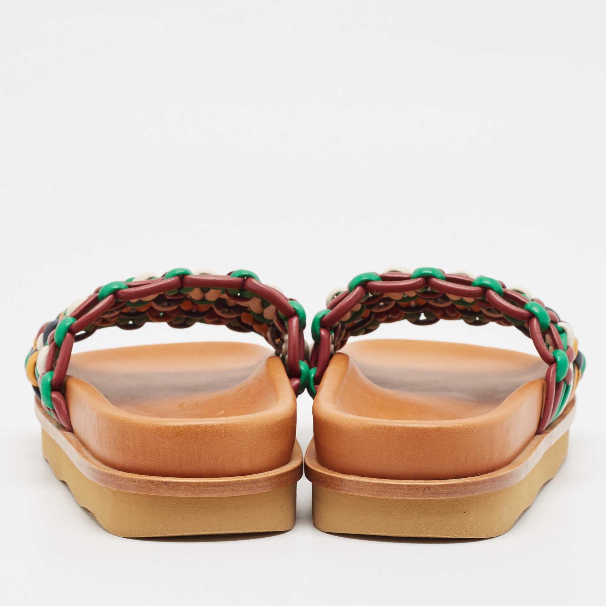 Chloe escarpins ondulés en cuir tissé multicolore taille 39 Pour femmes en vente