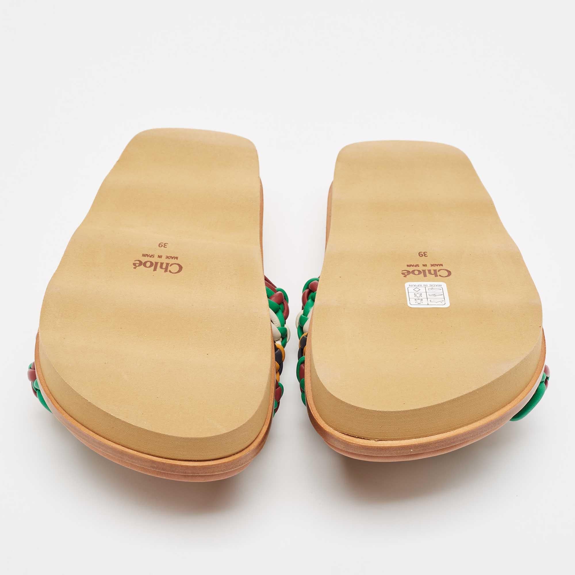 Chloe escarpins ondulés en cuir tissé multicolore taille 39 en vente 1