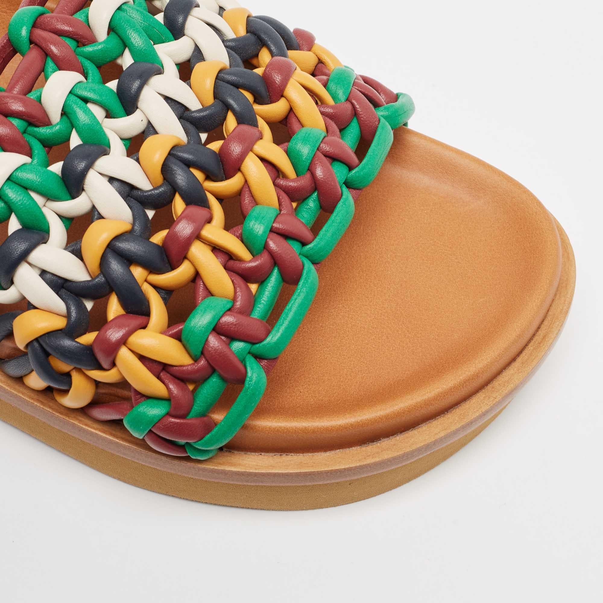 Chloe escarpins ondulés en cuir tissé multicolore taille 39 en vente 2