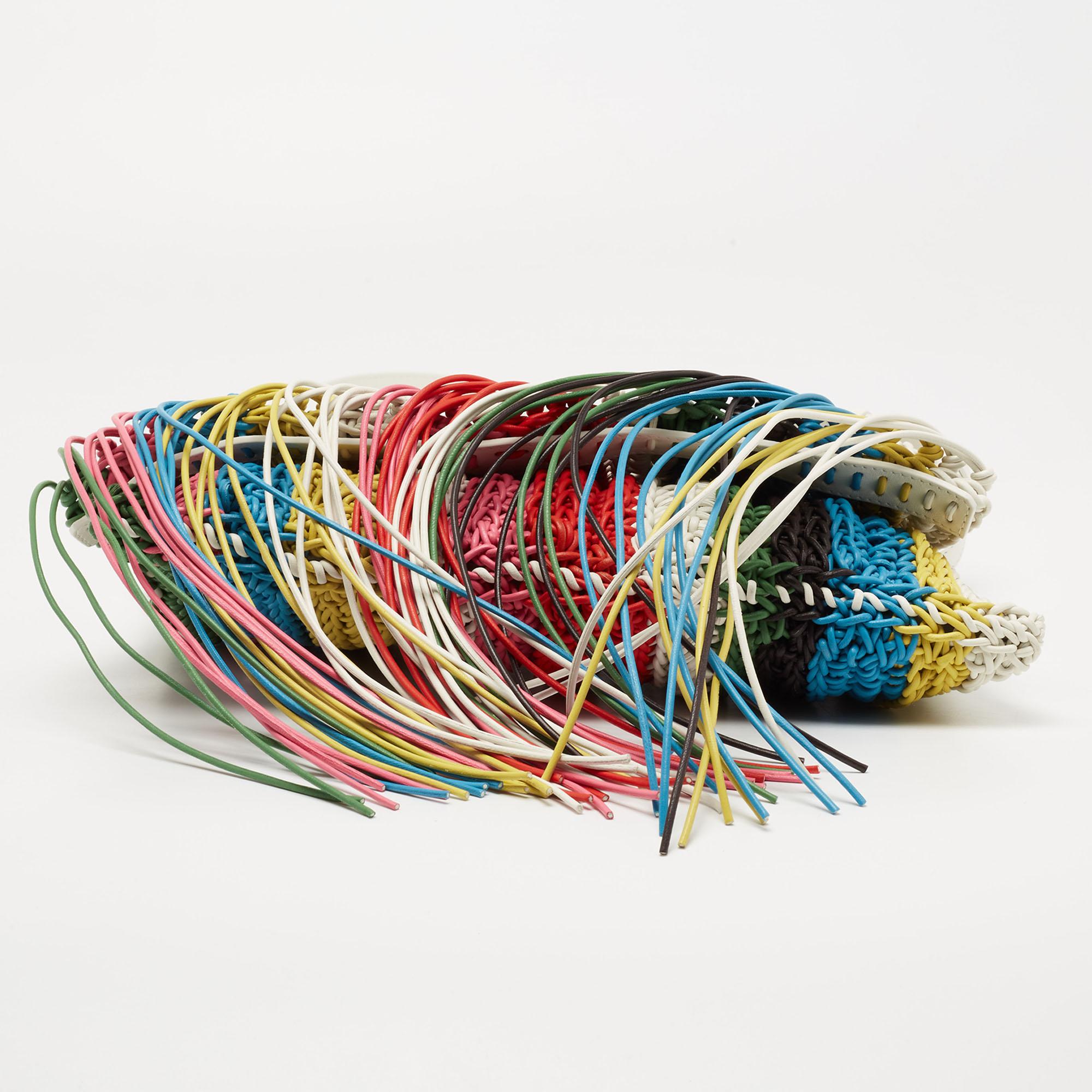 Chloe Multicolour Leather Fringed Striped Macramé Shoulder Bag 2