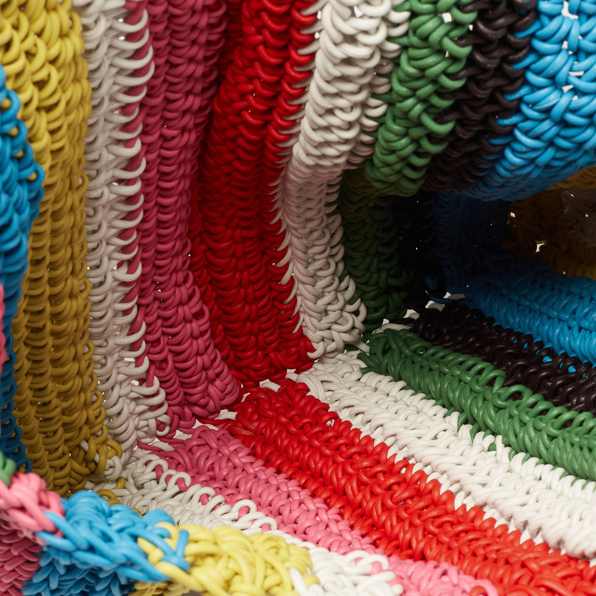 Chloe Multicolour Leather Fringed Striped Macramé Shoulder Bag In Excellent Condition In Dubai, Al Qouz 2