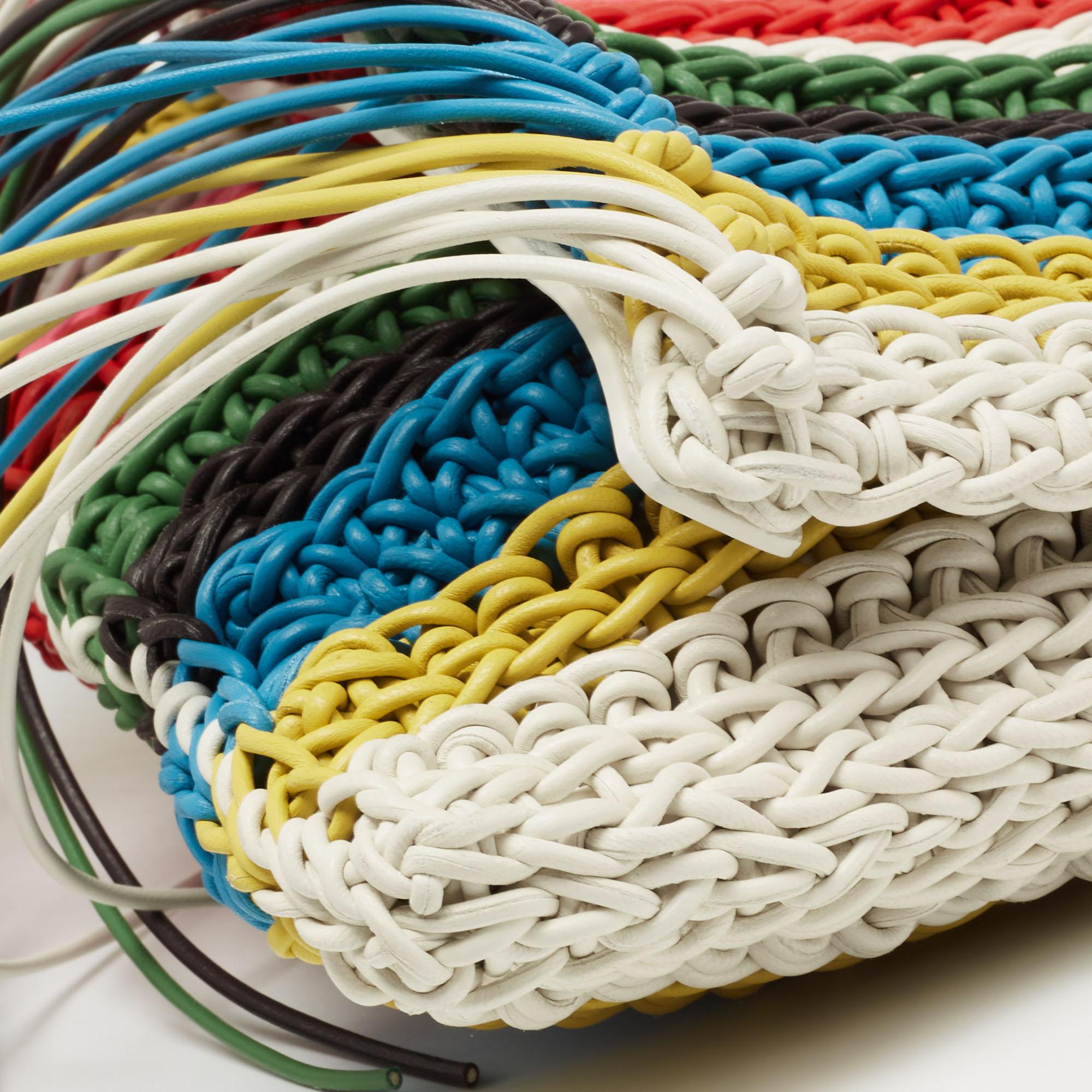 Women's Chloe Multicolour Leather Fringed Striped Macramé Shoulder Bag