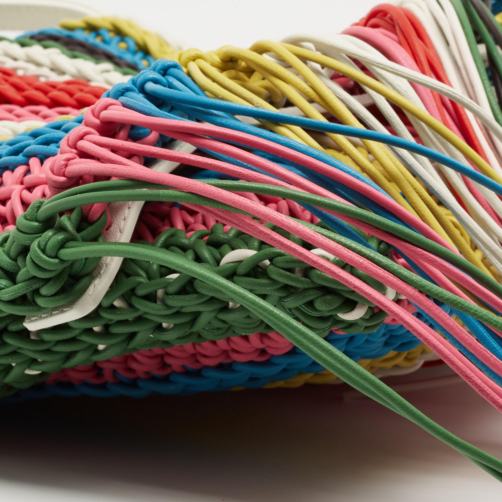Chloe Multicolour Leather Fringed Striped Macramé Shoulder Bag 1