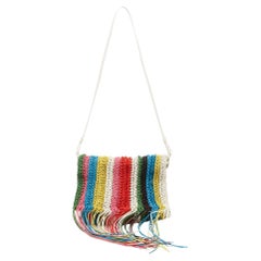 Chloe Multicolour Leather Fringed Striped Macramé Shoulder Bag