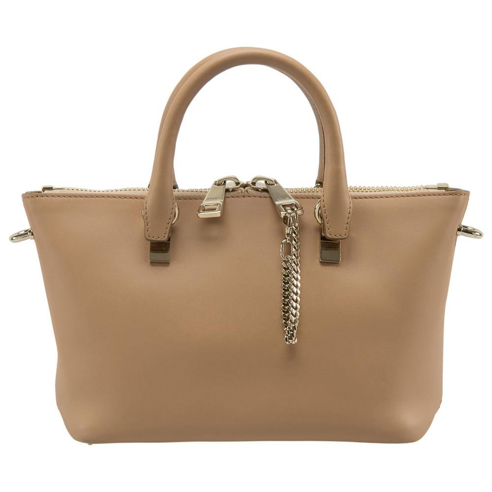 Chloe Mustard/Beige Leather Small Baylee Tote In Excellent Condition In Dubai, Al Qouz 2