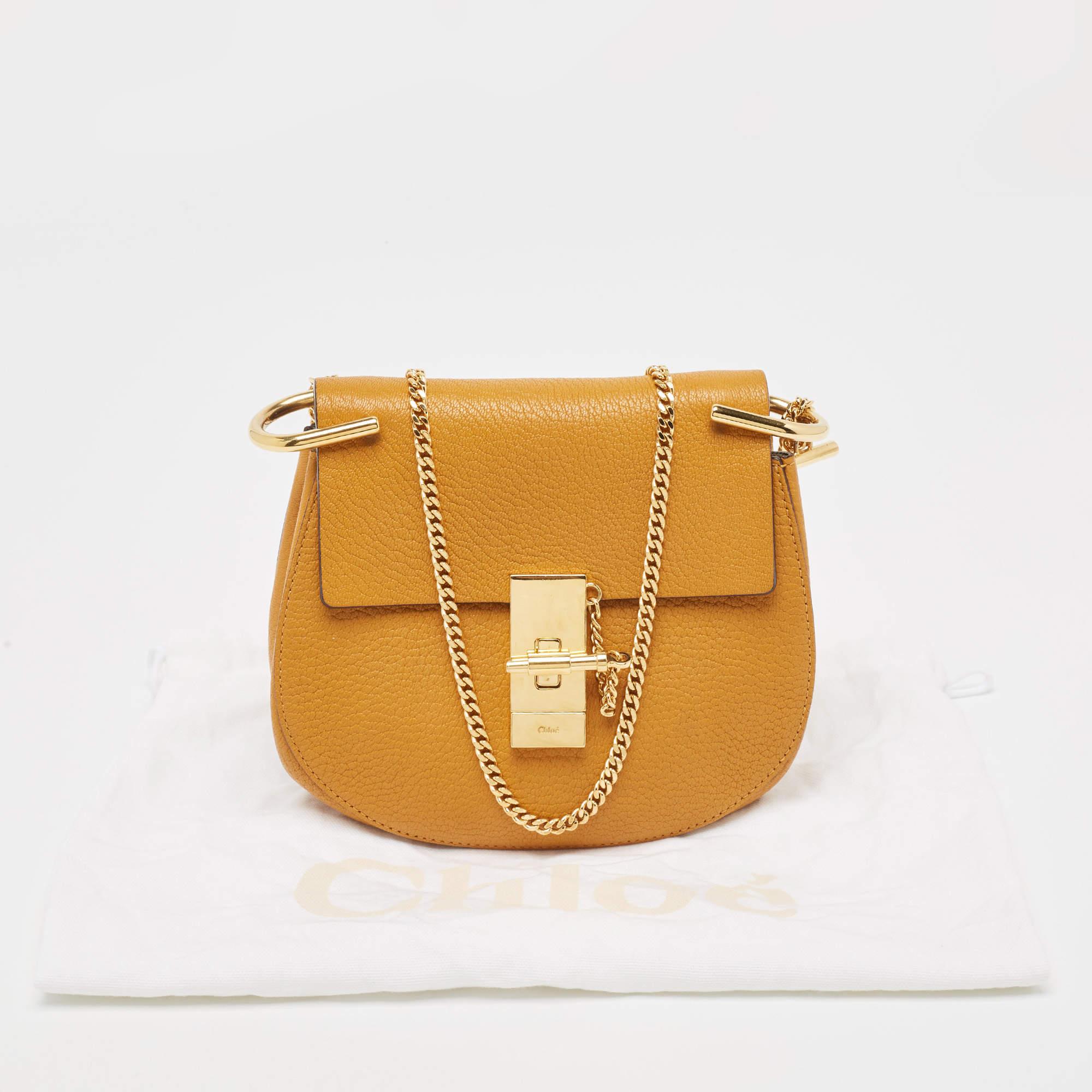 Chloe Mustard Leather Small Drew Shoulder Bag For Sale 7