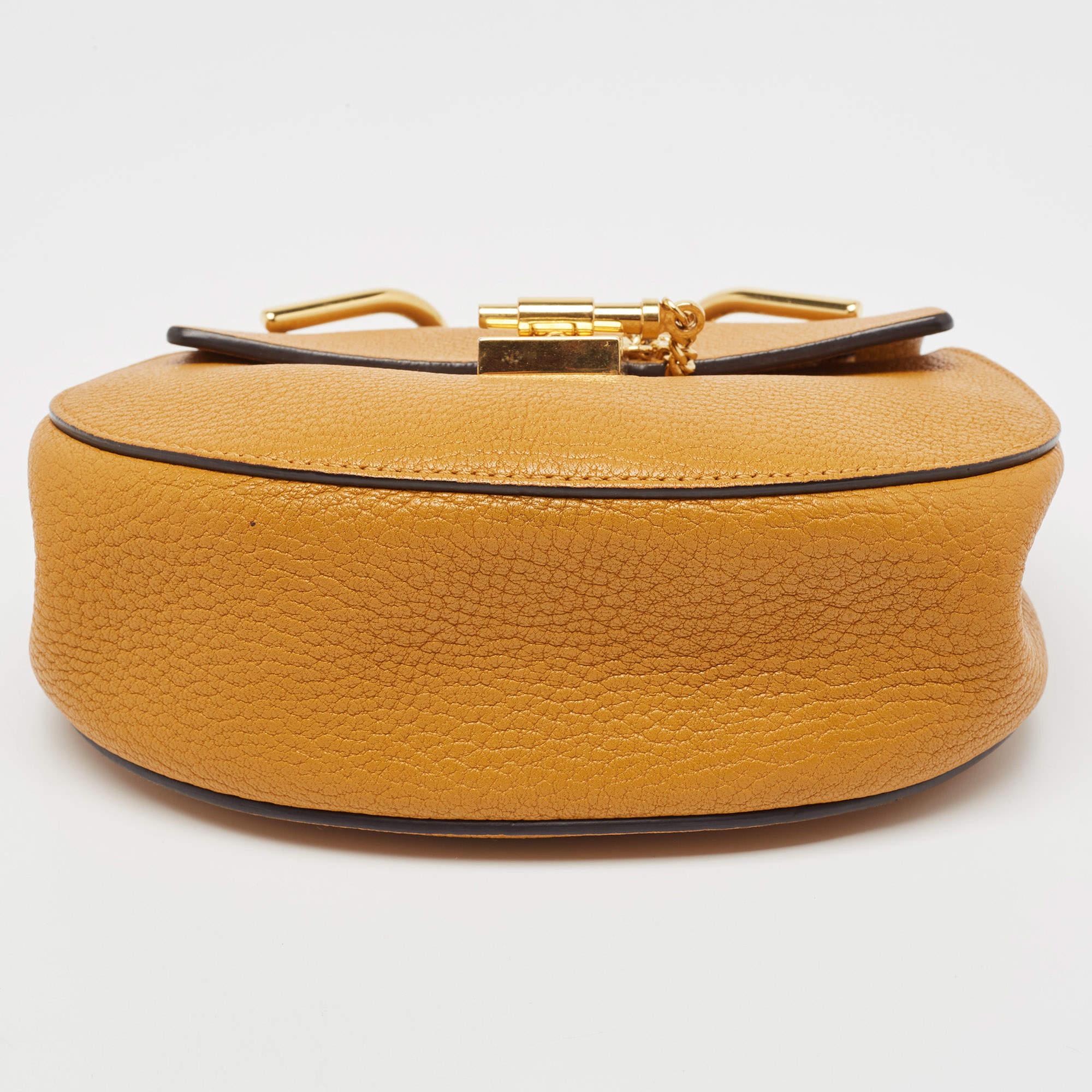Chloe Mustard Leather Small Drew Shoulder Bag For Sale 10