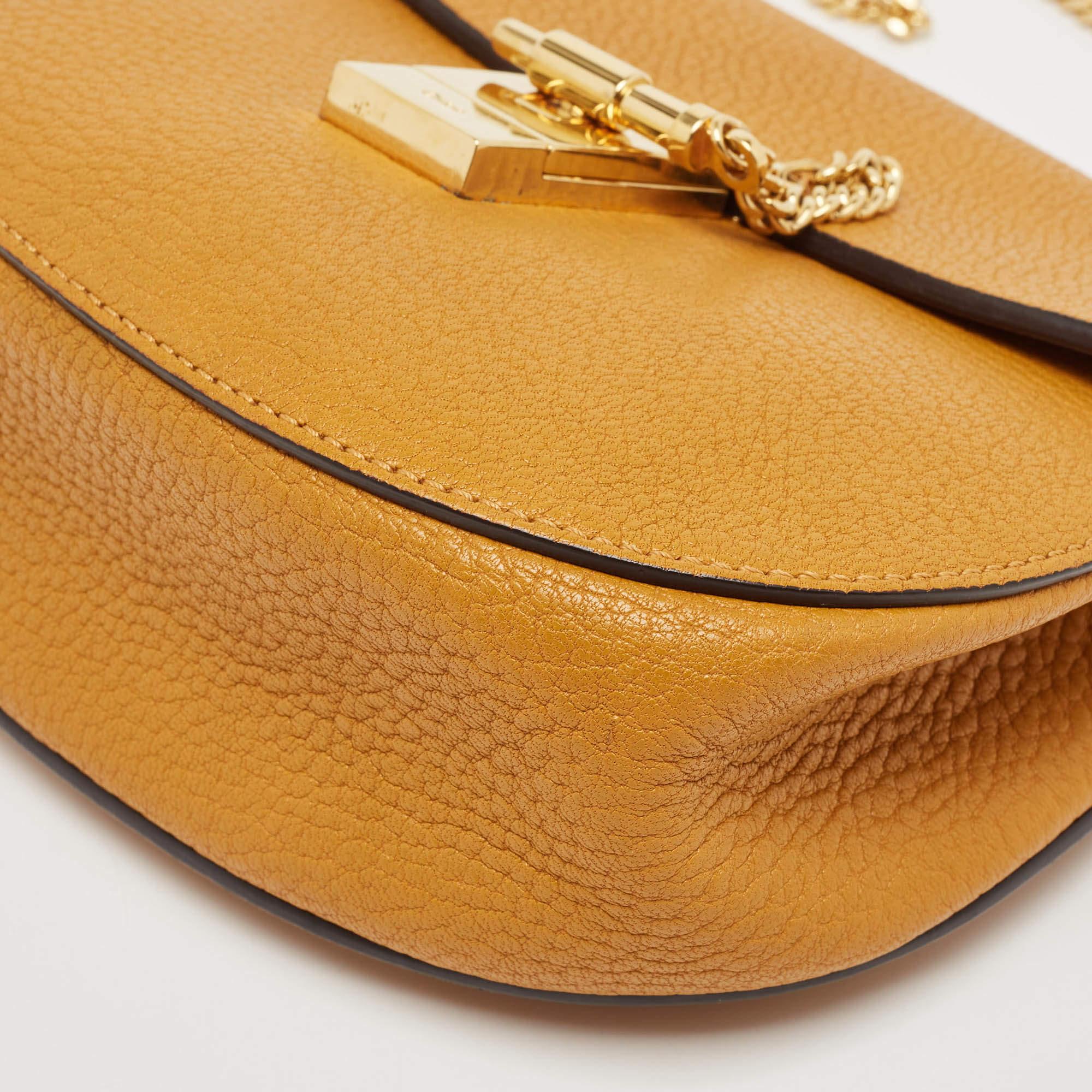 Women's Chloe Mustard Leather Small Drew Shoulder Bag For Sale