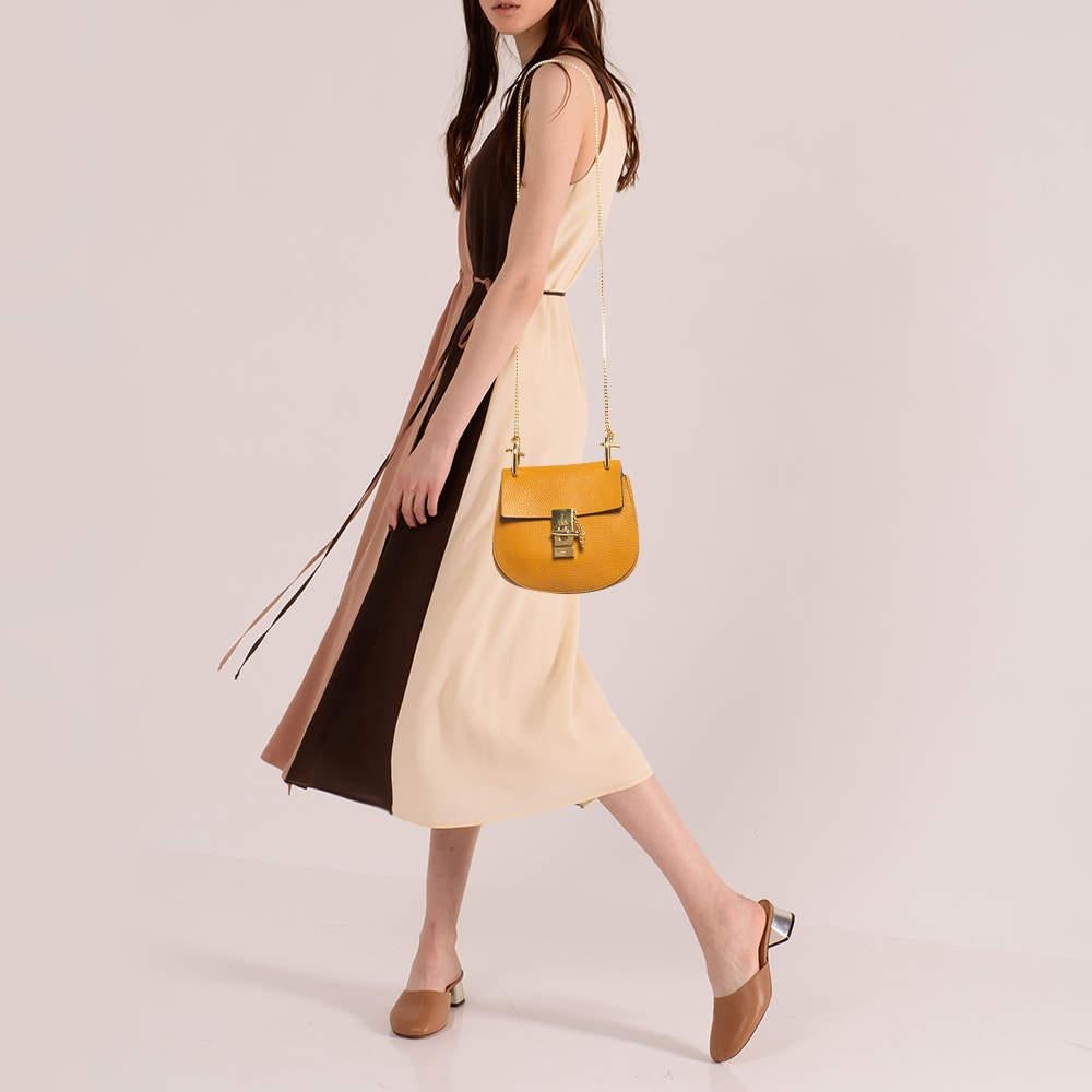 Chloe Mustard Leather Small Drew Shoulder Bag For Sale 1