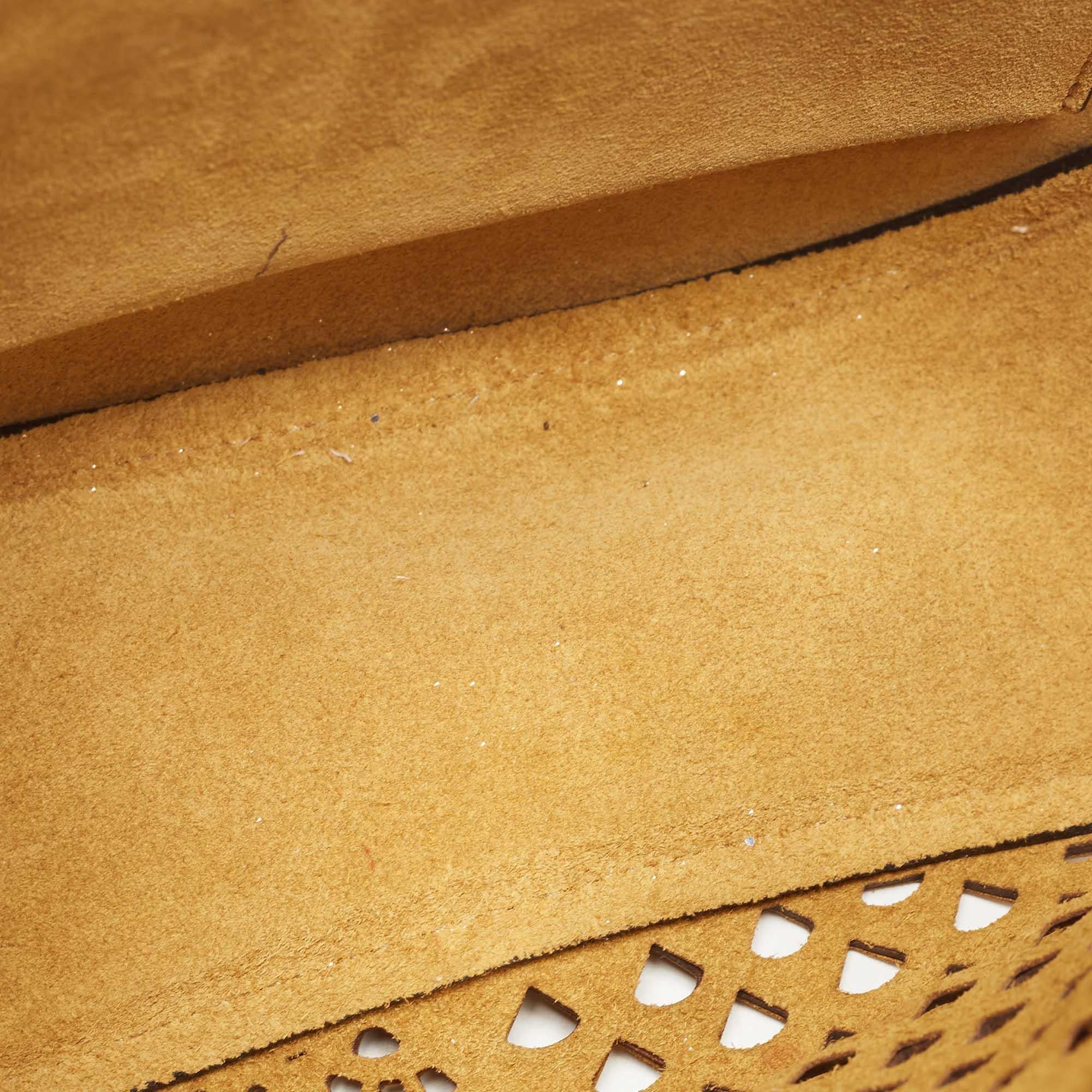 Chloe Mustard Pineapple Perforated Leather Medium Drew Shoulder Bag 7