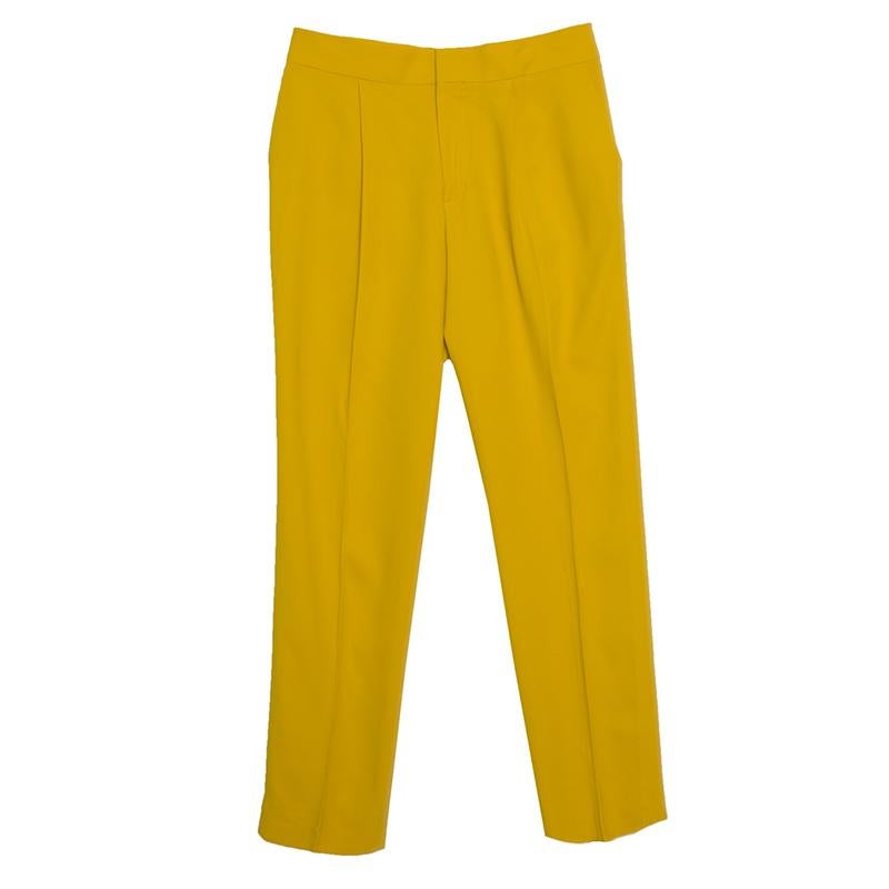 Chloe Mustard Yellow High Waist Cropped Trousers S