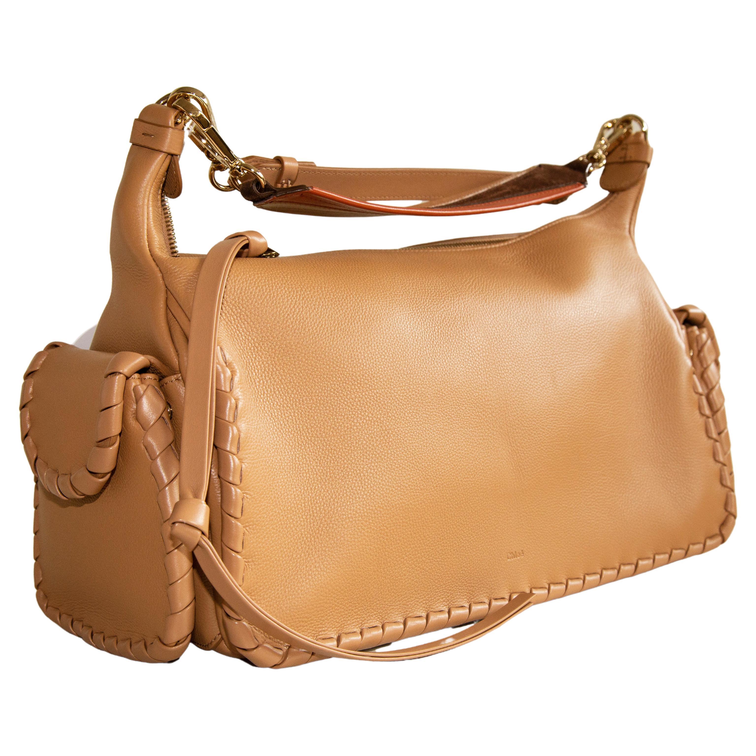 Chloe "Nahir" Shoulder Bag in Light Beige Calfskin