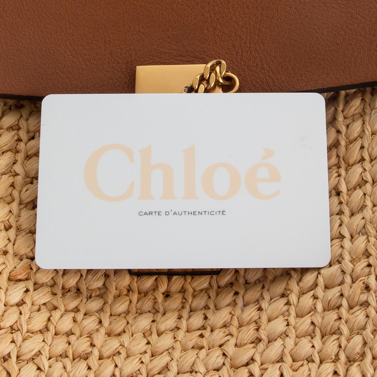 Orange CHLOE Natural RAFFIA & leather DREW SMALL Shoulder Bag