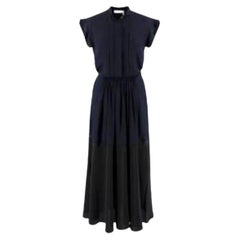 Chloe Navy Black Silk Midi Dress